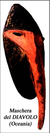 Una maschera tribale proveniente dall'Oceania, raffigurante il Diavolo Una maschera tribale proveniente dall'Oceania, raffigurante il Diavolo