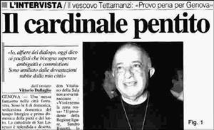 Titolo "Il cardinal pentito" sul quotidiano "La Nazione"